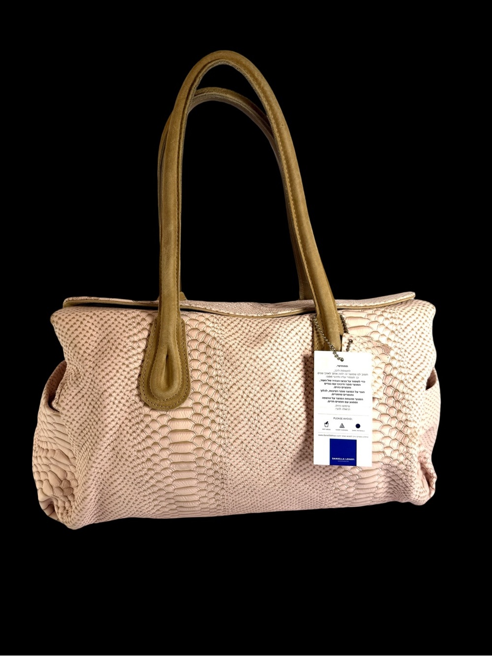 Daniella Lahave Pink Embossed Leather with Suede Handles
